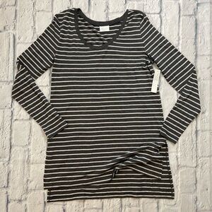 Abound Heather Gray Striped Tunic long Sleeve Shirt NWT